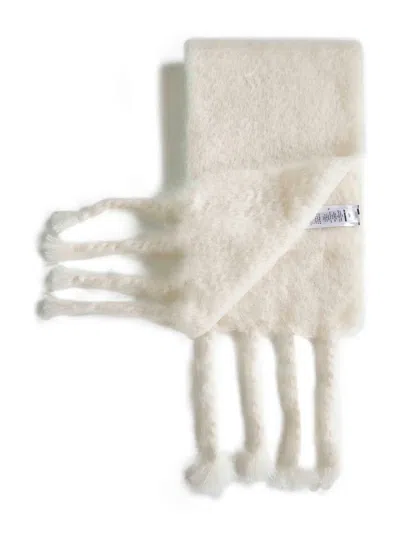 Jil Sander Men Ivory Mohair And Wool Blend Scarf In Neutral