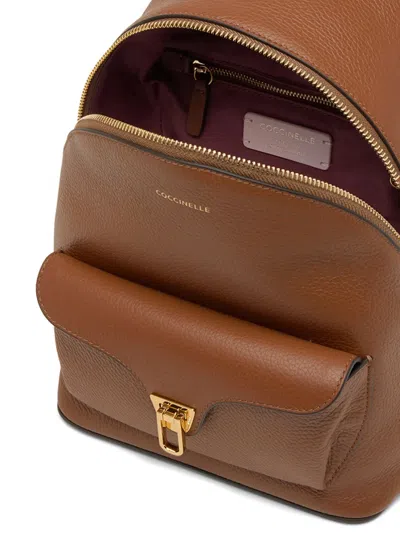 Coccinelle Flap-pocket Zip Backpack In Brown
