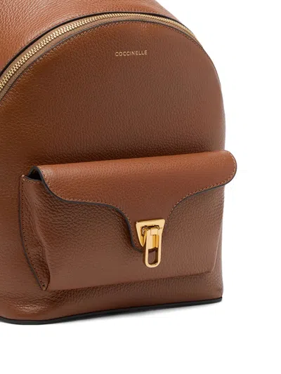 Coccinelle Flap-pocket Zip Backpack In Brown