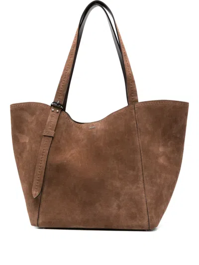 Max Mara Large Suede Tote Bag In Brown
