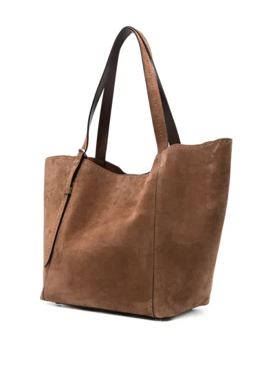 Max Mara Large Suede Tote Bag In Brown