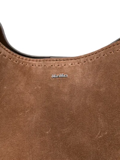 Max Mara Large Suede Tote Bag In Brown