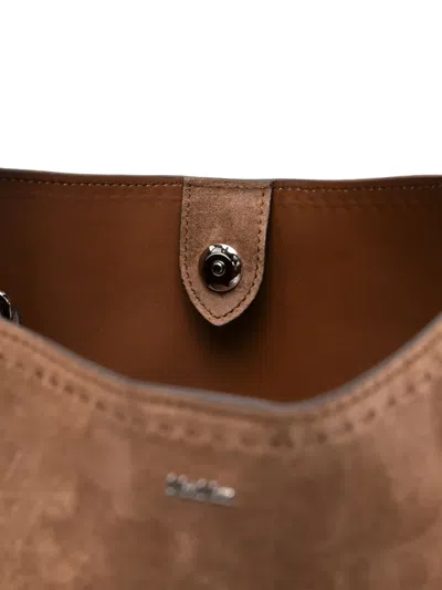 Max Mara Large Suede Tote Bag In Brown
