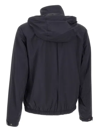 Hugo Boss Boss Camel "l-calfo1" Jacket With Hood And Zipper In Blue