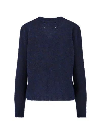 Maison Margiela Wool Blend Cardigan In Blue