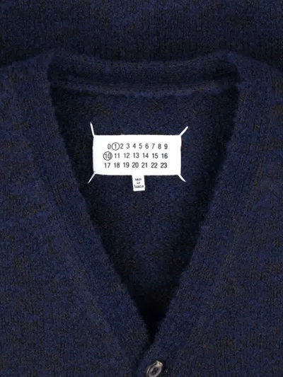 Maison Margiela Wool Blend Cardigan In Blue