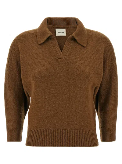 Khaite Herve Polo Sweater In Brown