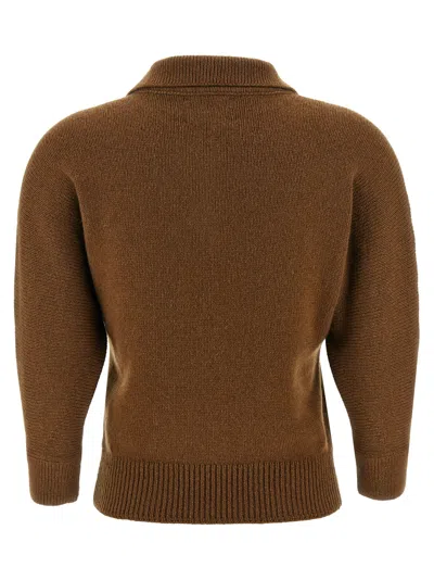 Khaite Herve Polo Sweater In Brown