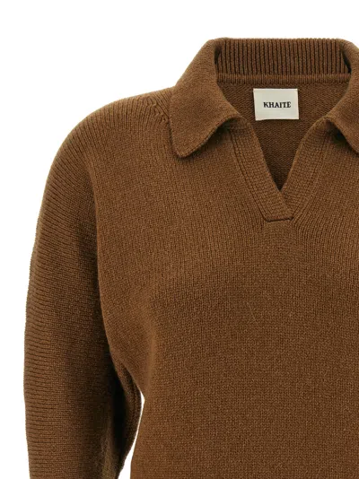 Khaite Herve Polo Sweater In Brown