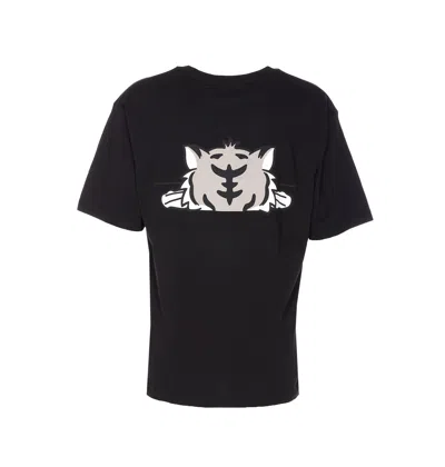 Kenzo Graphic Print Crew Neck Cotton T-shirt In Black