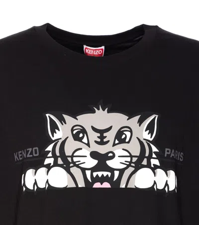 Kenzo Graphic Print Crew Neck Cotton T-shirt In Black