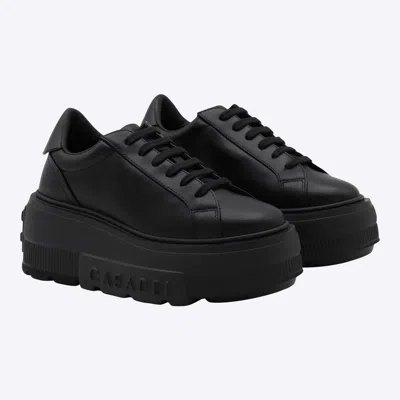 Casadei Low Top Platform Sneakers In Black