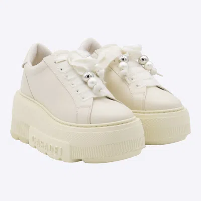 Casadei Low Top Sneakers With Embellished Platform Sole In White
