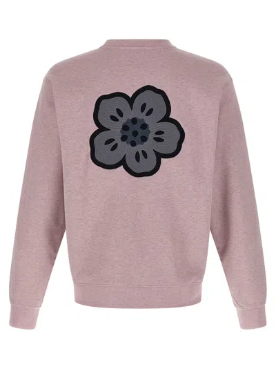 Kenzo Oversize Crew Neck Sweatshirt With Floral Back In Pink