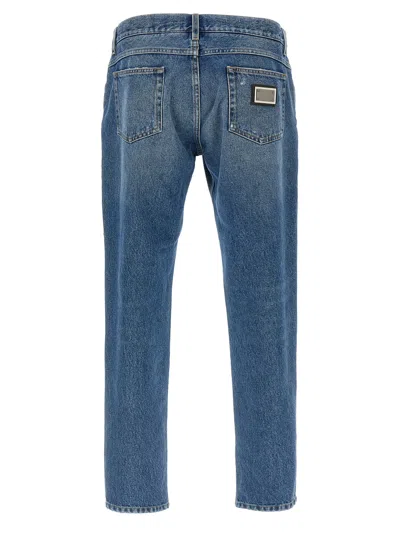 Dolce & Gabbana Distressed Finish Five-pocket Denim Jeans In Blue