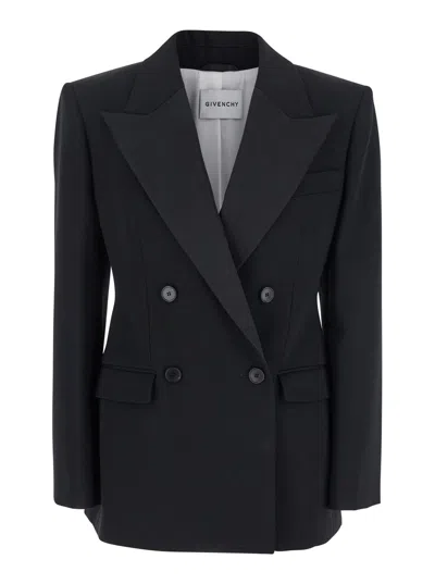 Givenchy Double-breasted Slashed Jacket In Wool In Black