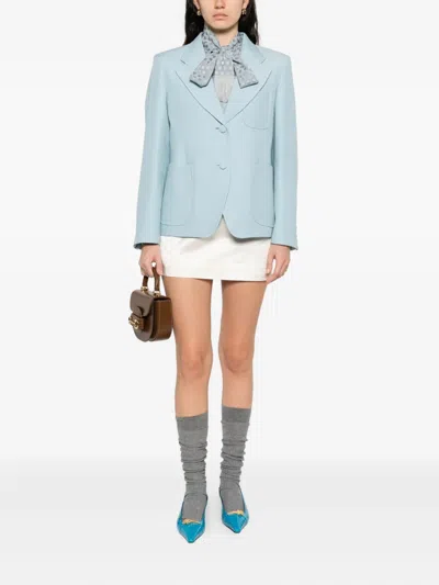 Valentino Garavani Structured Light Blue Crepe Couture Blazer