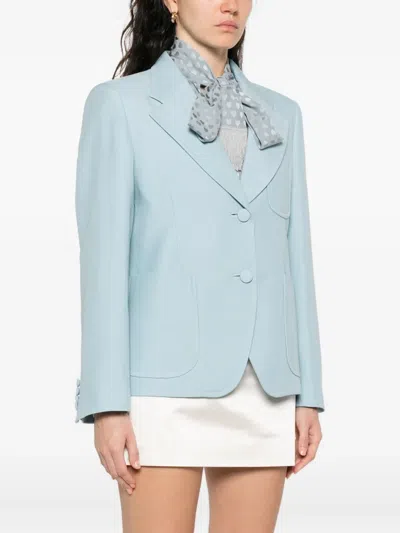 Valentino Garavani Structured Light Blue Crepe Couture Blazer
