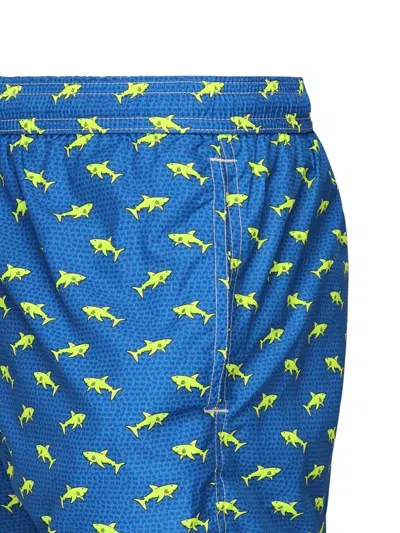 Mc2 Saint Barth Shark-print Drawstring Swim Shorts In Blue