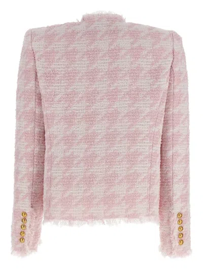 粗花呢磨损边西装夹克