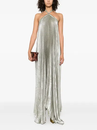 褶饰荷叶边连衣裙