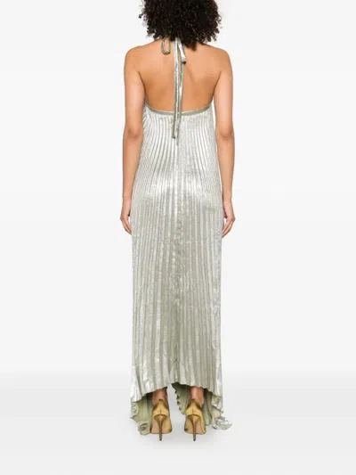 褶饰荷叶边连衣裙