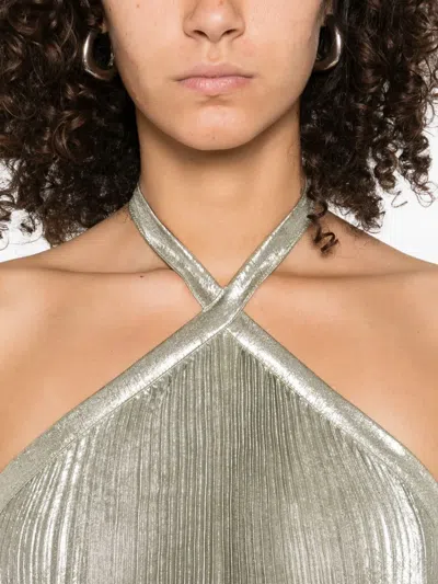 褶饰荷叶边连衣裙