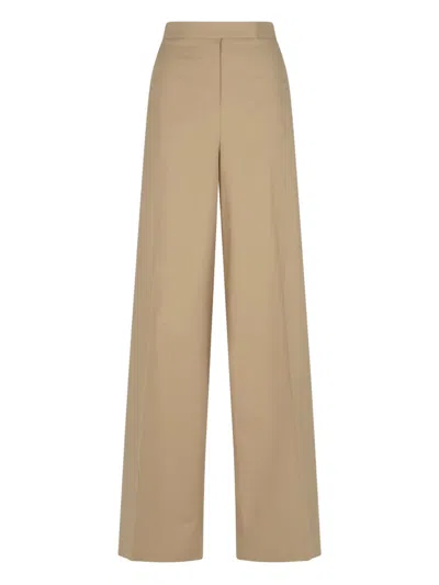 Max Mara Cotton High-waist Trousers In Neutral