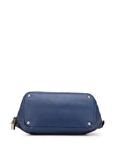 Pre-owned Prada 2010-2025 Vitello Daino Double Handle Satchel In Blue