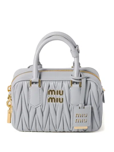 Miu Miu Arcadie Matelassé Nappa Leather Bag In Gray
