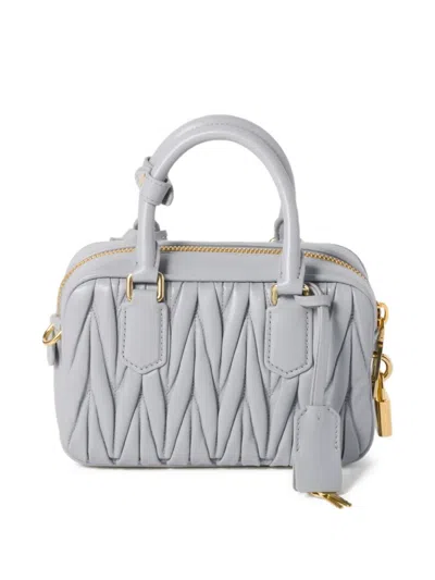 Miu Miu Arcadie Matelassé Nappa Leather Bag In Gray