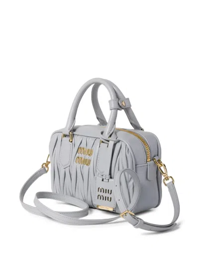 Miu Miu Arcadie Matelassé Nappa Leather Bag In Gray