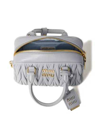 Miu Miu Arcadie Matelassé Nappa Leather Bag In Gray