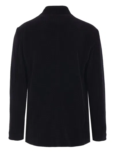 Giorgio Armani Buttoned Sweater With Long Sleeves And Pockets In Black