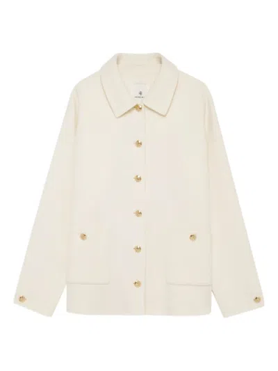 Anine Bing Wool And Cashmere Jacket With Long Sleeves In Neutral