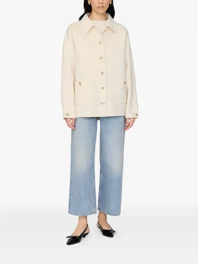 Anine Bing Wool And Cashmere Jacket With Long Sleeves In Neutral