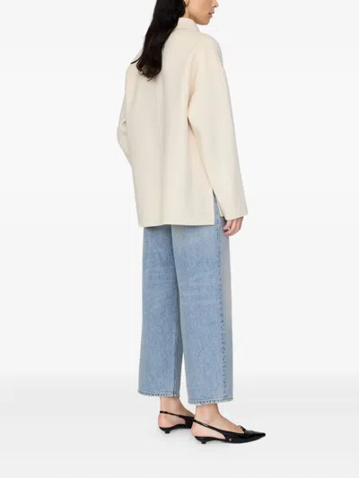Anine Bing Wool And Cashmere Jacket With Long Sleeves In Neutral