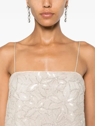 Rotate Birger Christensen Sequin Embellished Cropped Blouse In Neutral