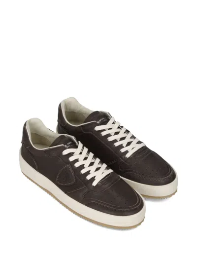 Philippe Model Nice Low Sneakers In Brown Leather In Brown