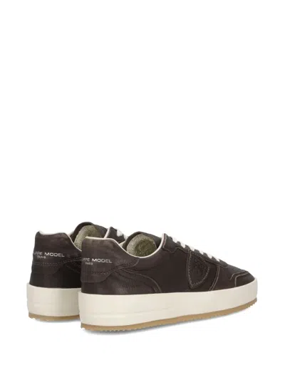 Philippe Model Nice Low Sneakers In Brown Leather In Brown