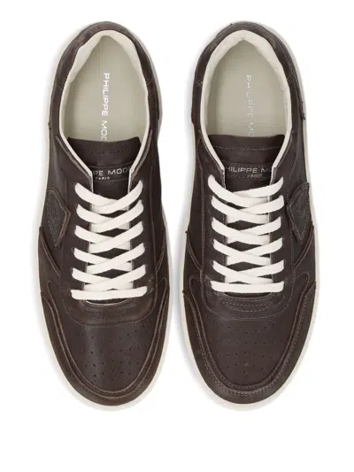 Philippe Model Nice Low Sneakers In Brown Leather In Brown