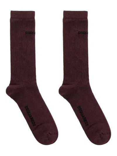 Dsquared2 Logo-detail Socks In Brown