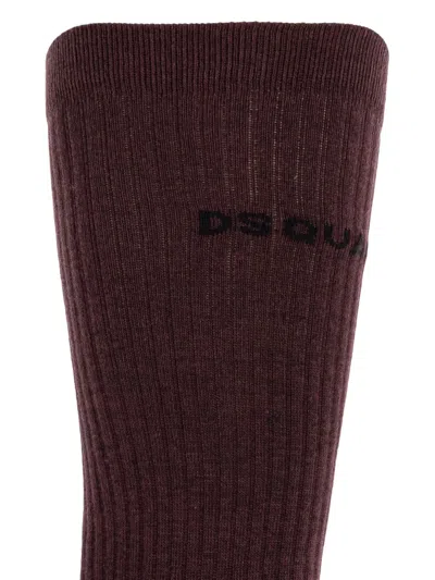 Dsquared2 Logo-detail Socks In Brown