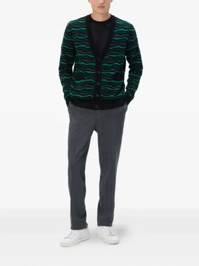 Missoni Cardigan In Pure Wool With Wave Stitch In Green