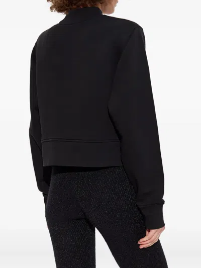 Palm Angels Cropped Black And Fuchsia Graphic Sweatshirt