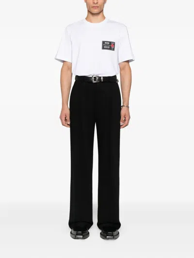 Msgm Cotton T-shirt With Front Printed Logo In White