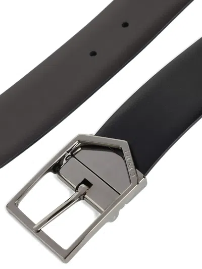 Canali Reversible Leather Belt In Black