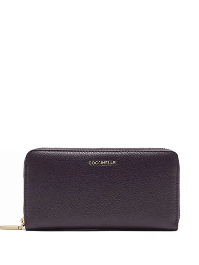 Coccinelle Large Metallic Soft Wallet In Purple