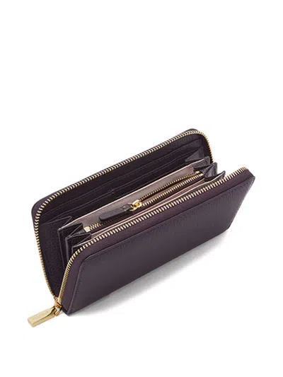 Coccinelle Large Metallic Soft Wallet In Purple