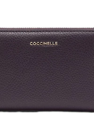 Coccinelle Large Metallic Soft Wallet In Purple